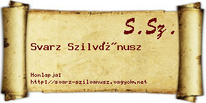 Svarz Szilvánusz névjegykártya